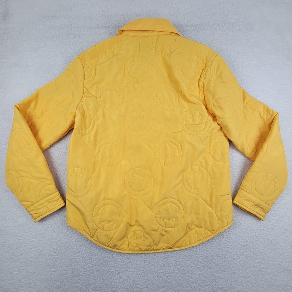 Navy Yard Jacket Mens Small Yellow Quilted Workwear Smiley Face Puffer Polyester - Picture 8 of 8